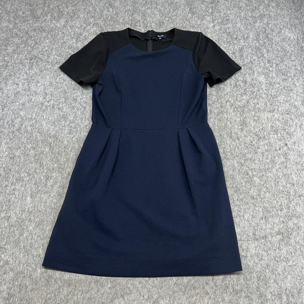 Madewell Dress Womens 10 Navy Black Colorblock Fit Flare Pockets Work Office